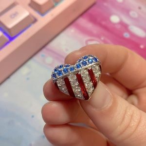 Vintage Swarovski USA Flag Heart Pin